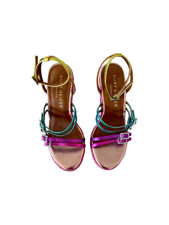 PIERRA CORK WEDGE Rainbow Leather Heels by KURT GEIGER LONDON Kurt Geiger London Pierra Rainbow Wedge Sandals EU 36 (6 US)